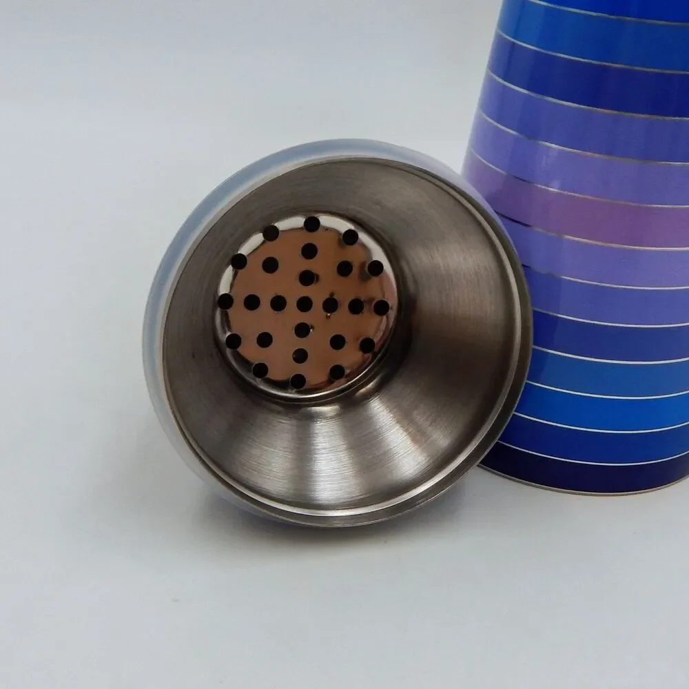 Jonathan Adler SCALA 18 oz Aluminum Blue Striped Cocktail Shaker Jigger NIB